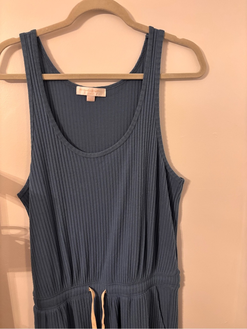 Spiritual Gangster Ribbed Scoop Tank - Dusty Blue jumpsuit